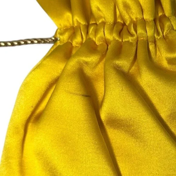 Zimmermann Women's Gathered Satin Pouch - Sunflower Yellow/Gold NWT